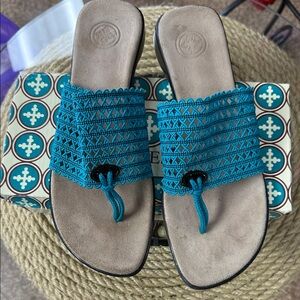 Charleston Shoe Co Teal Woven Slide Sandals size 10